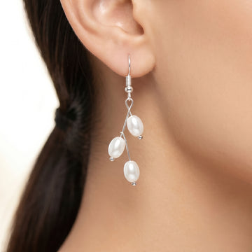 PRAO Earrings Anti-Tarnish Pearl Branch Dangles