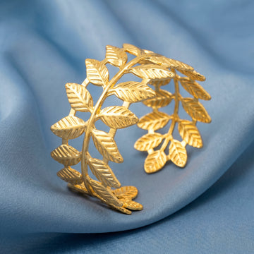 PRAO Bracelet Anti-Tarnish Laurel Leaf Cuff (Adjustable Size)