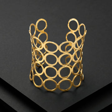 PRAO Bracelet Anti-Tarnish Open Circle Statement Cuff (Adjustable Size)