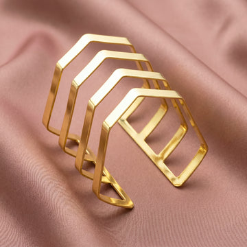 PRAO Bracelet Anti-Tarnish Multi-Chevron Geometric Cuff (Adjustable Size)