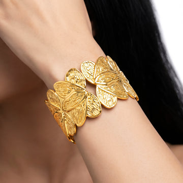 PRAO Bracelet Anti-Tarnish Ornate Filigree Cuff (Adjustable Size)