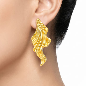 PRAO Earrings Anti-Tarnish Textured Wing-Inspired