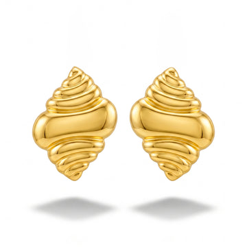 PRAO Earrings Anti-Tarnish Spiral Seashell Statement