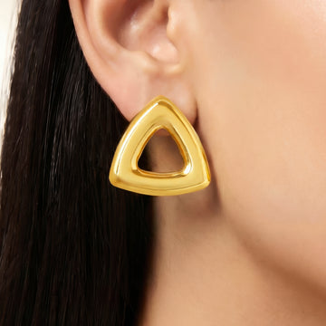 PRAO Earrings Anti-Tarnish Modern Open Triangle