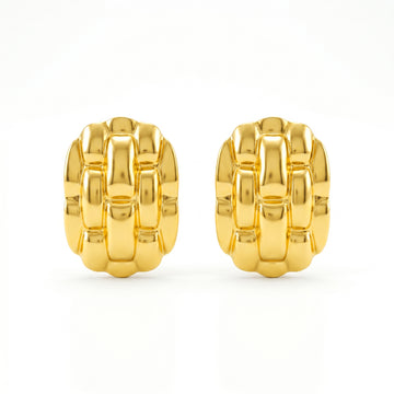 PRAO Earrings Anti-Tarnish Textured Lattice Statement