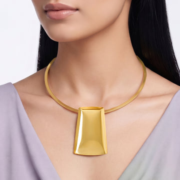 PRAO Necklace Anti-Tarnish Hasli Collar With Rectangular Pendant