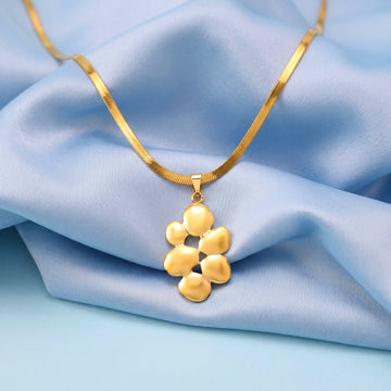 PRAO Necklace Anti-Tarnish Puffy Abstract Flower Pendant