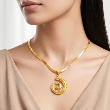PRAO Necklace Anti-Tarnish Minimalist Spiral Pendant
