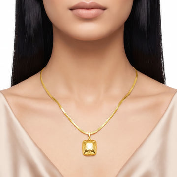 PRAO Necklace Anti-Tarnish Geometric Lattice Pendant