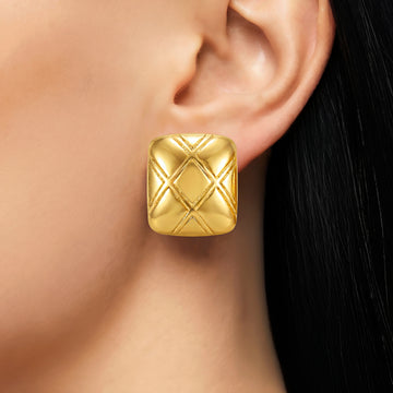 PRAO Earrings Anti-Tarnish Geometric Lattice