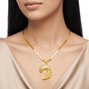 PRAO Necklace Anti-Tarnish Wave-Inspired Pendant Snake Chain