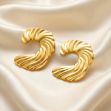 PRAO Earrings Anti-Tarnish Wave-Inspired