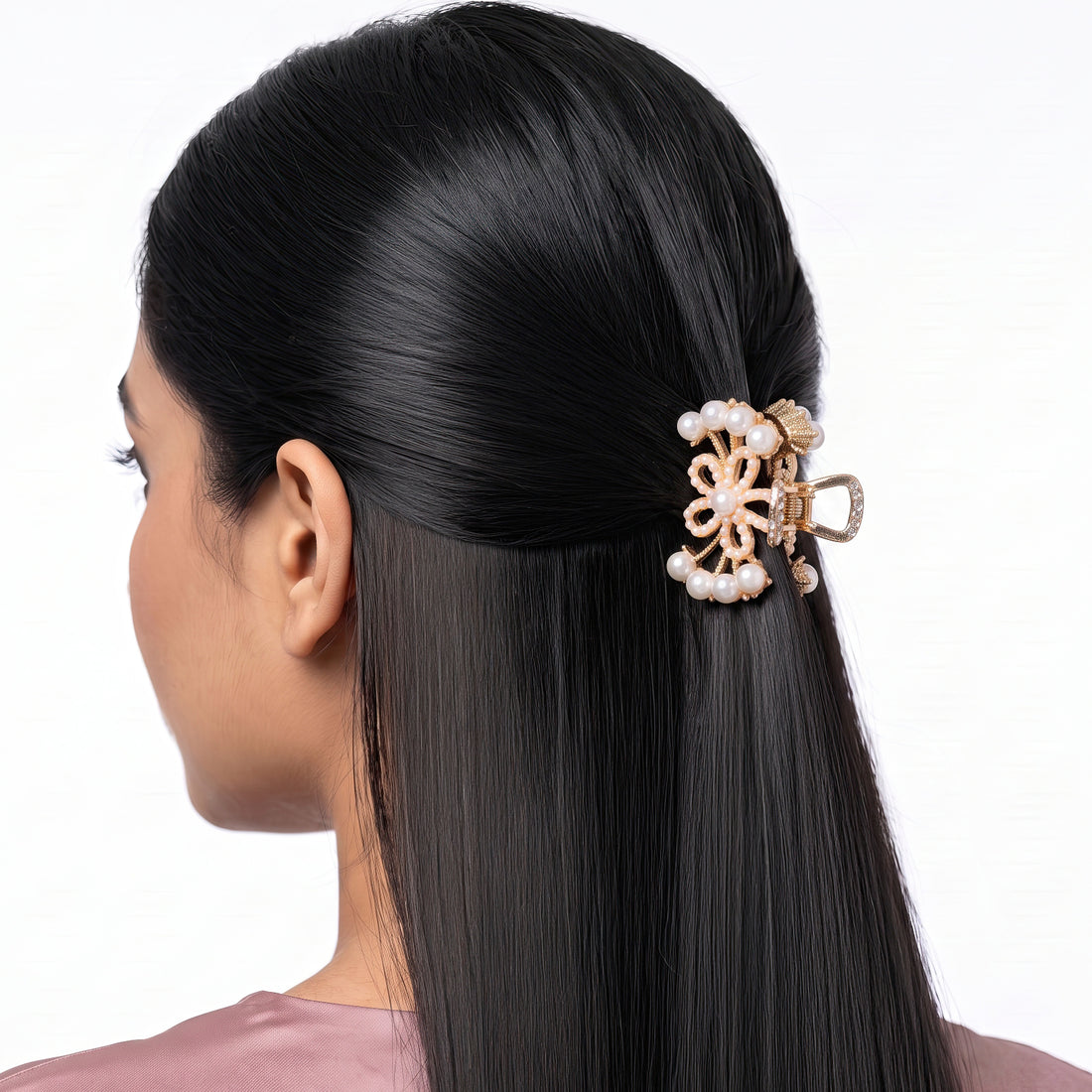 PRAO Hair Claw Clip Anti-Tarnish Pearl Flower