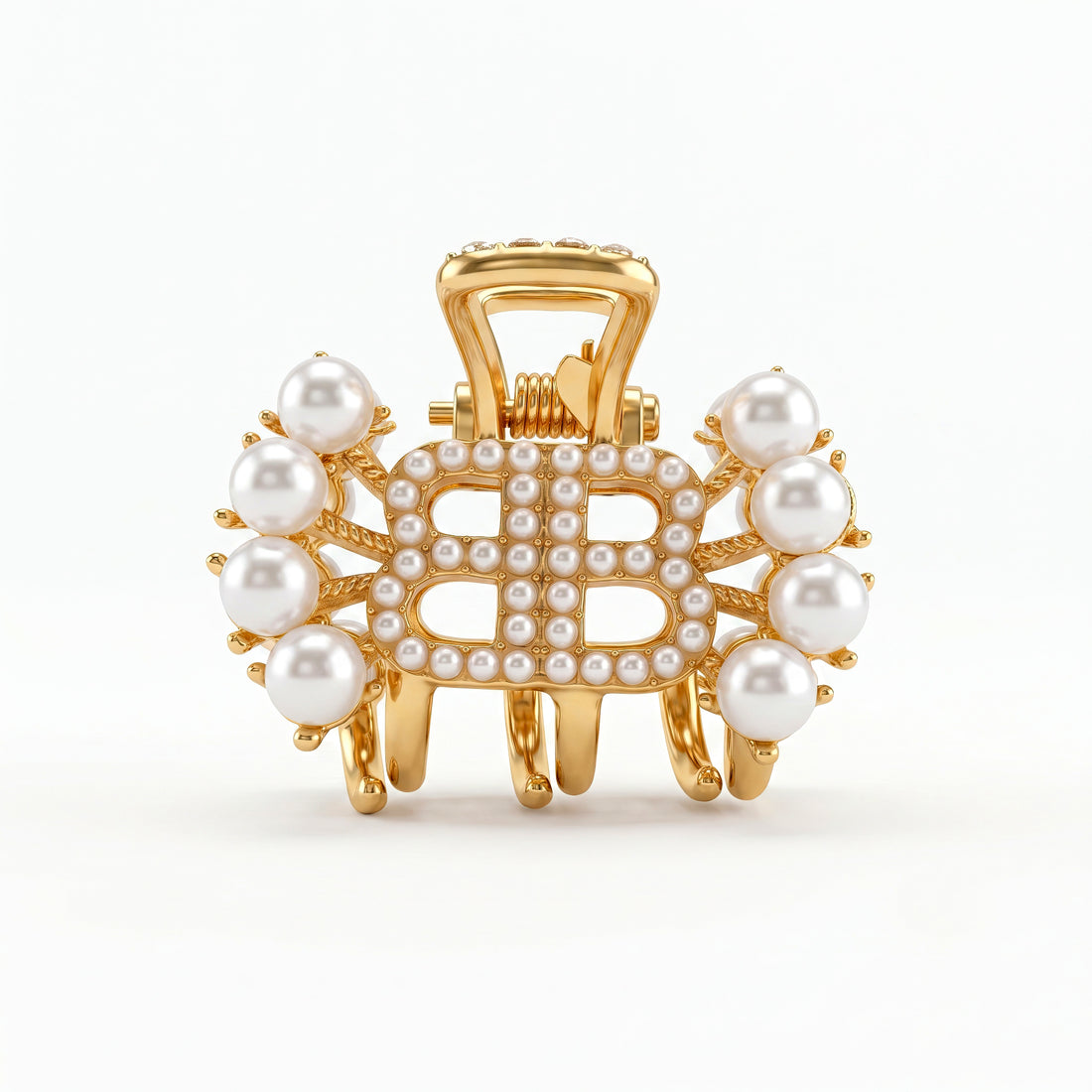 PRAO Hair Claw Clip Anti-Tarnish Pearl-Accented Interlocking