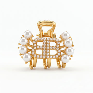 PRAO Hair Claw Clip Anti-Tarnish Pearl-Accented Interlocking