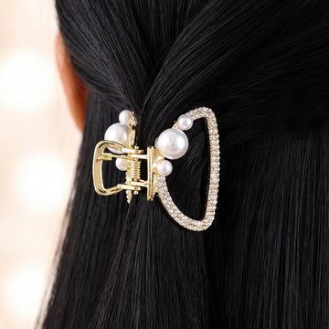 PRAO Hair Claw Clip Anti-Tarnish Pearl Crystal