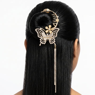PRAO Hair Claw Clip Anti-Tarnish Butterfly Crystal