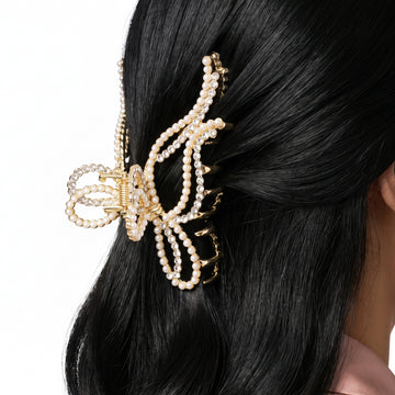 PRAO Hair Claw Clip Anti-Tarnish Pearl-Embellished