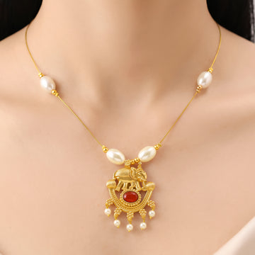 PRAO Necklace Anti-Tarnish Elephant Pendant Chain