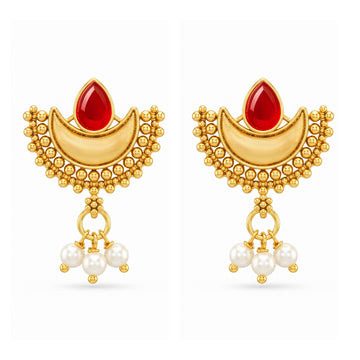 PRAO Earrings Anti-Tarnish Crescent Moon Studs