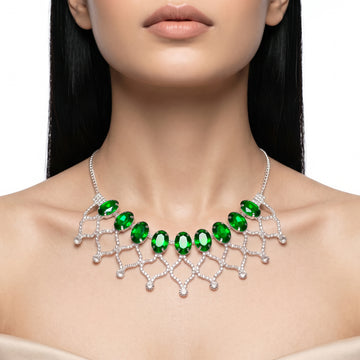 PRAO Necklace Anti-Tarnish Emerald-Style Lattice
