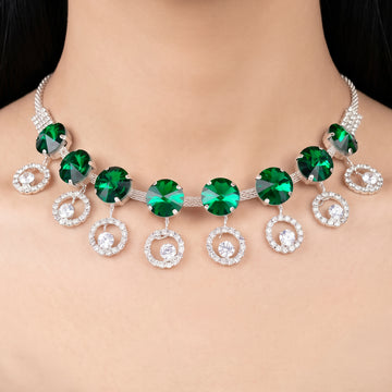 PRAO Necklace Anti-Tarnish Emerald Crystal Chain