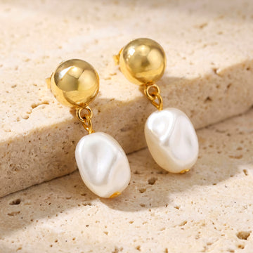 PRAO Earrings Anti-Tarnish Faux Pearl Charm