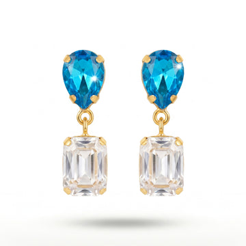 PRAO Earrings Anti-Tarnish Aquamarine Crystal Dangles