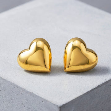 PRAO Earrings Anti-Tarnish Heart Studs