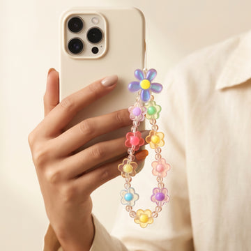 PRAO Mobile Charms Beaded  With Floral Beads And Pastel Centers