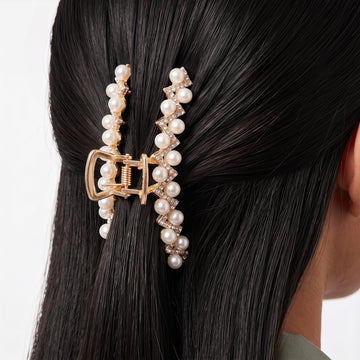 PRAO Hair Claw Clip Anti-Tarnish Pearl Zigzag