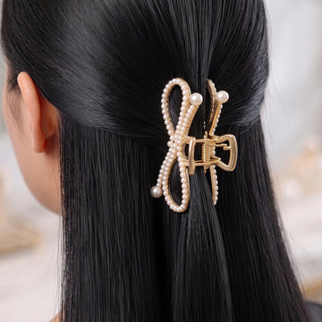 PRAO Hair Claw Clip Anti-Tarnish Pearl Butterfly