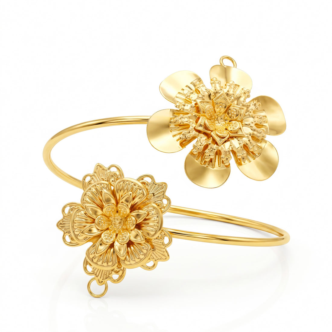 PRAO Arm Cuff Anti-Tarnish Multi-Layered Floral Wire Cuff (Adjustable Size)