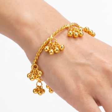 PRAO Bracelet Anti-Tarnish Ghungroo Cluster Twisted Bangle (Adjustable Size)