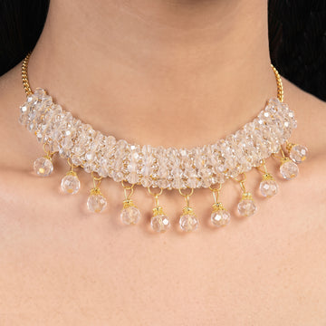 PRAO Necklace Anti-Tarnish Crystal Bead Choker
