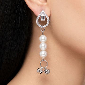 PRAO Earrings Anti-Tarnish Pearl Bell Dangles