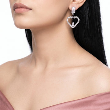 PRAO Earrings Anti-Tarnish Crystal Heart Drops