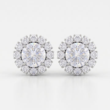 PRAO Earrings Anti-Tarnish Crystal Halo Studs