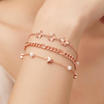 PRAO Bracelet Anti-Tarnish Butterfly Flower Chain (Adjustable Size)