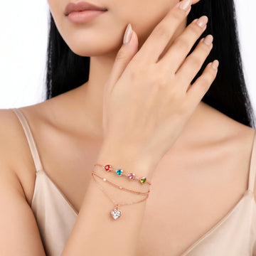 PRAO Bracelet Anti-Tarnish Heart Crystal Chain (Adjustable Size)