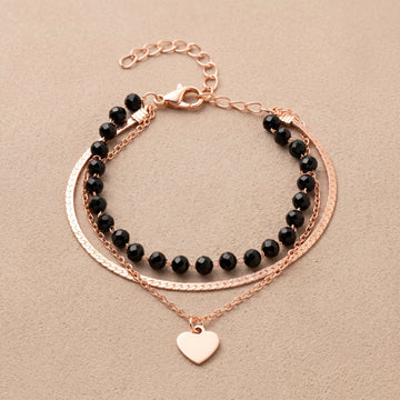 PRAO Bracelet Anti-Tarnish Black Heart Chain (Adjustable Size)