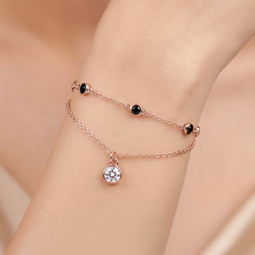PRAO Bracelet Anti-Tarnish Black Stone Chain (Adjustable Size)