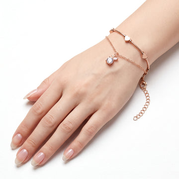 PRAO Bracelet Anti-Tarnish Heart Snake Chain Set (Adjustable Size)