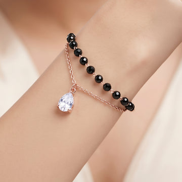 PRAO Bracelet Anti-Tarnish Black Bead Chain (Adjustable Size)