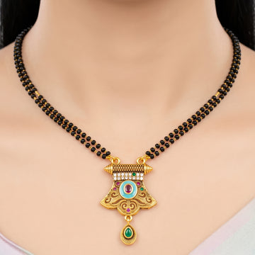 PRAO Necklace Anti-Tarnish Black Bead Filigree Mangalsutra