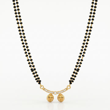 PRAO Necklace Anti-Tarnish Double Strand Stone Mangalsutra