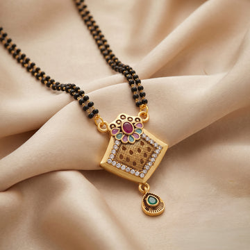PRAO Necklace Anti-Tarnish Diamond Pendant Mangalsutra