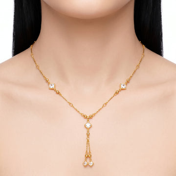PRAO Necklace Anti-Tarnish Y Drop Crystal Chain