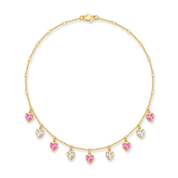 PRAO Necklace Anti-Tarnish Heart Crystal Chain