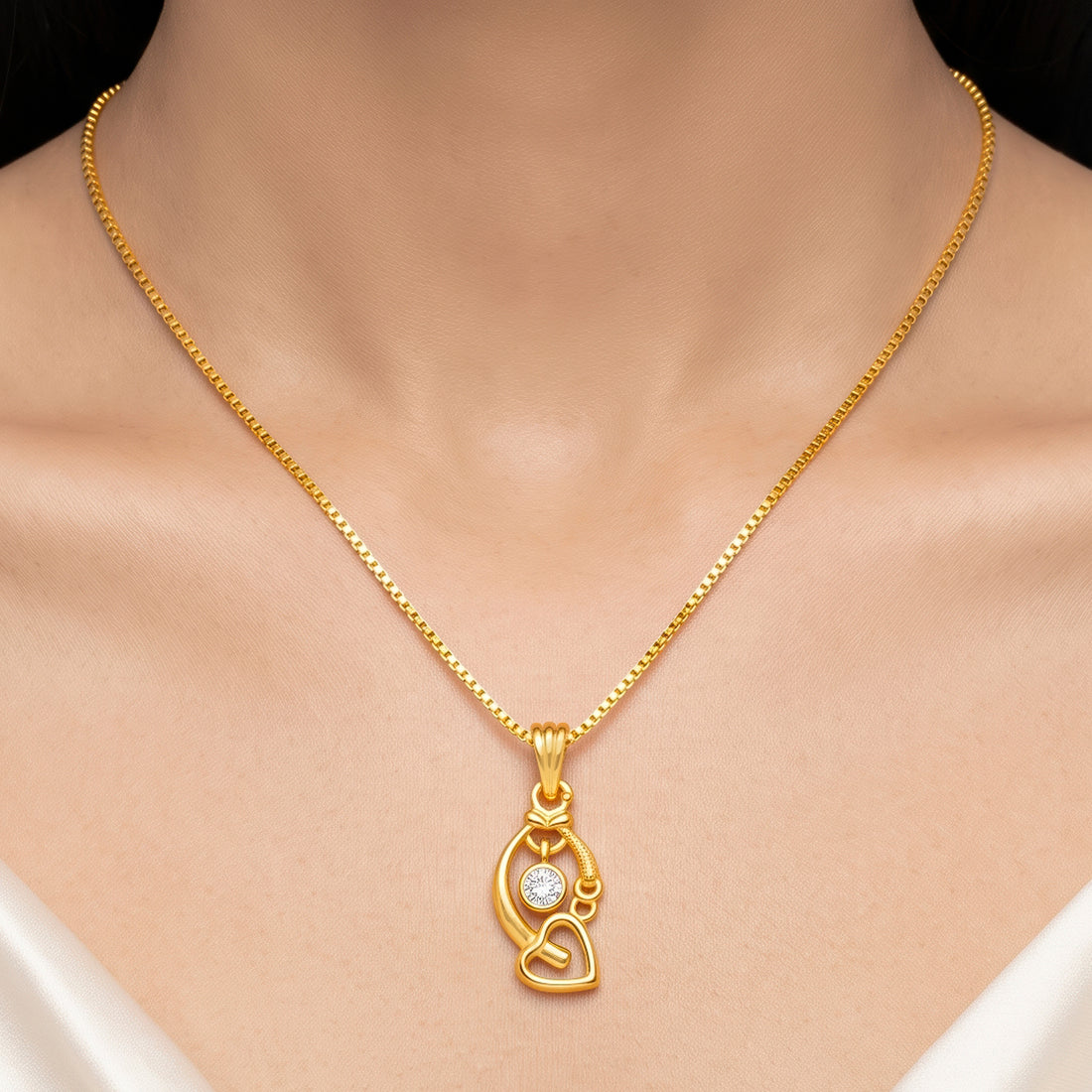 PRAO Necklace Anti-Tarnish Crystal Heart Chain